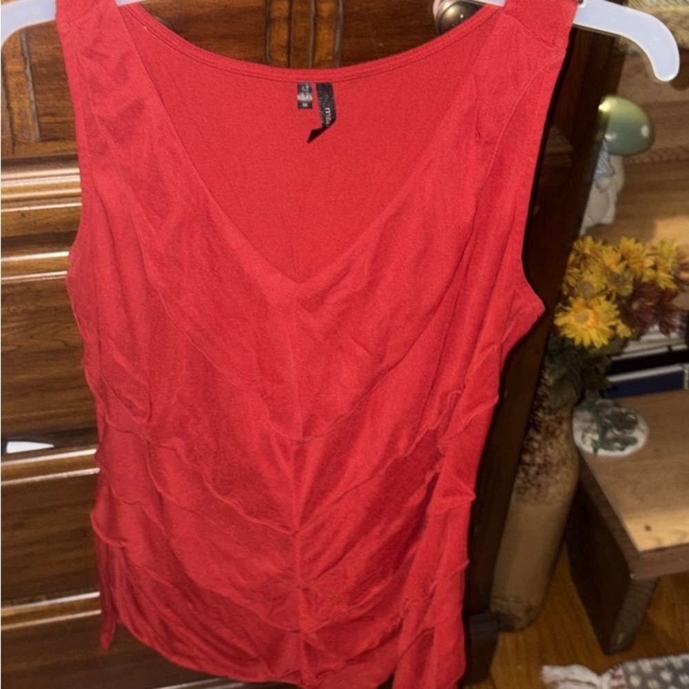 Maurices Orange Ruched Sleeveless Tank Top